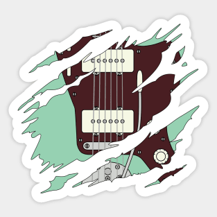 Ripped Electric Guitar Offset Style Surf Green Color Sticker